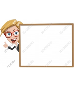 Friendly business woman with blank sign