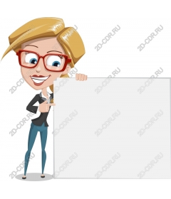 Cheerful businesswoman with blank canvas