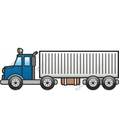  Blue truck with freight container