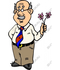  Charming older man with flowers