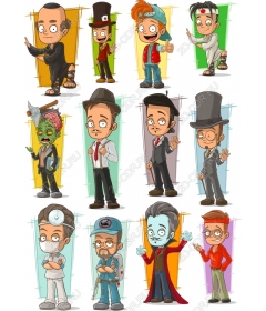 Set of clip art characters - 12 unique