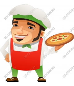  Cartoon about cooks pizza