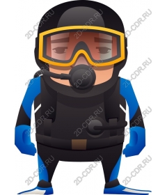  Cartoon Scuba Diver
