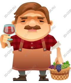  Винодел с вином и виноградом