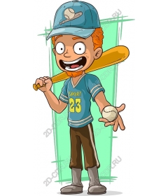  Energetic cartoon baseball player