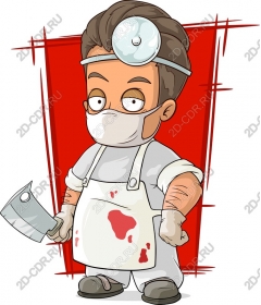  Cartoon doctor with cleaver