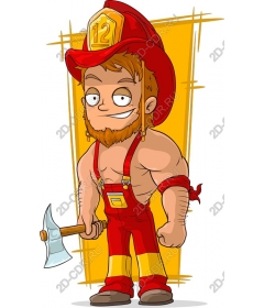 Heroic firefighter cartoon