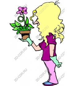  Charming gardener - woman with flower pot