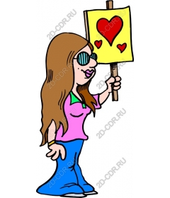  Hearted woman with a sign