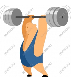 Dynamic cartoon weightlifter