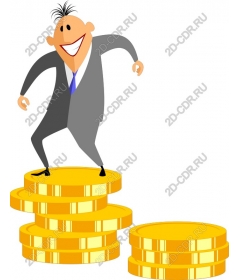  Joyful businessman on gold coins