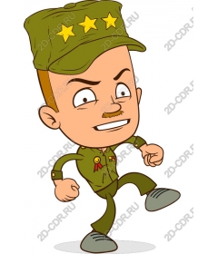  Мультяшный военный солдат в кепке и со звездами