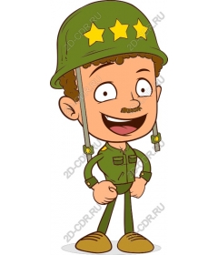 Playful cartoon soldier