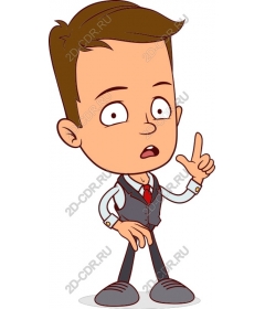 Children's expressive character in a vest with a raised finger