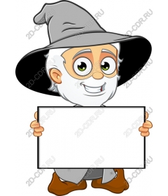  Charming magician cartoon with blank sign