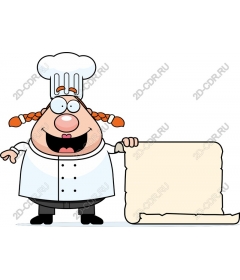 Funny chef with blank roll recipes