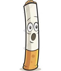 Cheerful cartoon character cigarettes