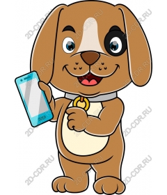  Adorable cartoon dog with a smartphone