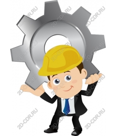 Cheerful businessman with gear