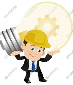 Cheerful businessman picks up the light bulb