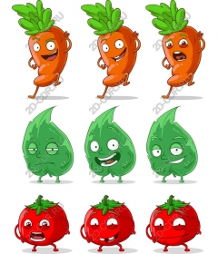  Funny cartoon vegetable set