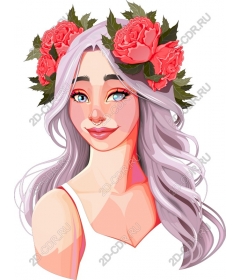  Floral elegance: a woman with a wreath of roses