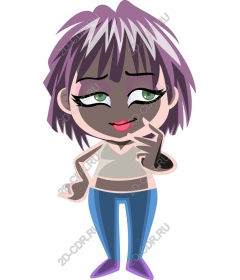 Playful character with purple accent