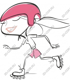  Bright girl on roller skates