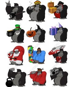 A collection of playful gorilla