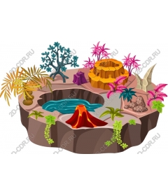  Tropical Paradise with its volcano and flora