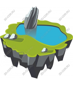  Floating island with the pool water