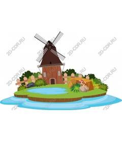  Charming landscape with a windmill