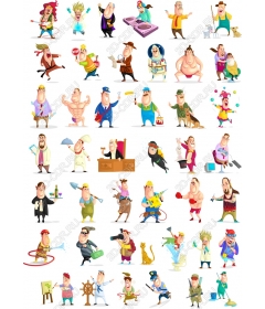 Set of cartoon characters: humorous cliparts