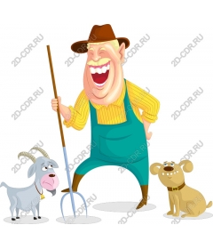  Fancy farmer, goat and dog
