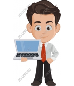 Young man holding laptop
