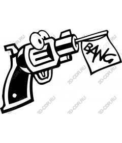  Cartoon revolver labeled BANG