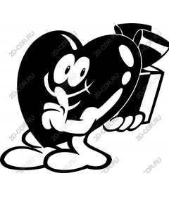 Playful heart with gift box