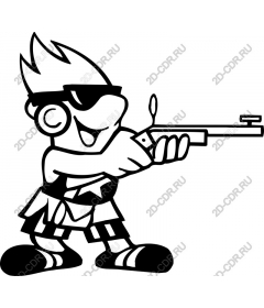 Playful cartoon character with a toy gun