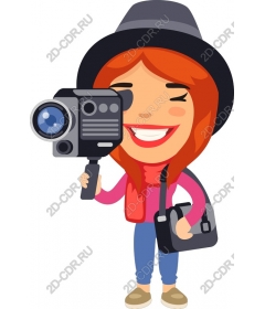 Funny girl with a retro camera