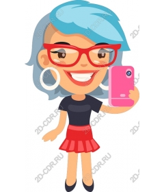  Fashion cartoon character making a selfie