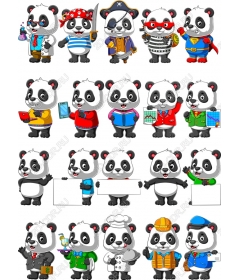 Set of professionals Panda