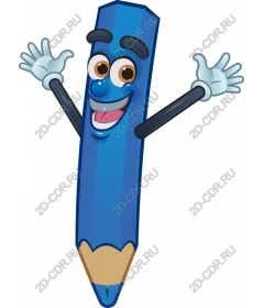 Playful cartoon character blue pencil