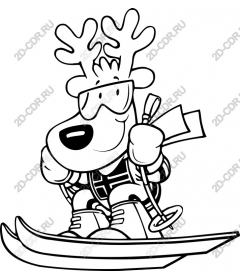 Playful reindeer on skis