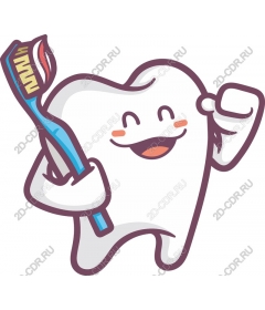  Happy tooth with toothbrush