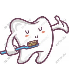  Cartoon tooth character with toothbrush