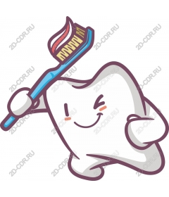 Cheerful tooth and toothbrush