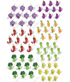 Set of happy characters from vegetables and fruits