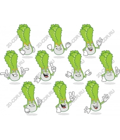 Funny cartoon collection of salad