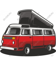  Classic red van Volkswagen Camper Van