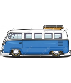  Ретро синий автобус VW